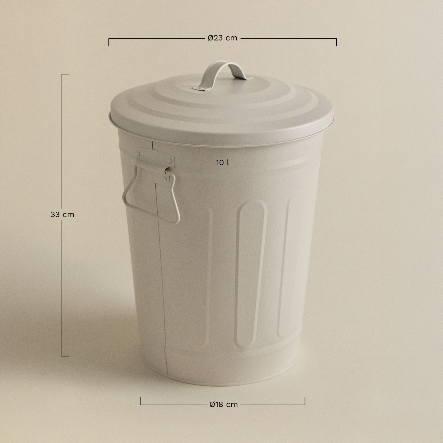 Trash can with lid in galvanized steel Susi, MEASURES