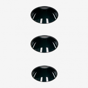 Pack Of 3 Round Ø3.6 Cm Trimless Recessed Led Downlights In Aluminum Luisiana Black & Warm White 2700k & 3 W & 38o - Sklum