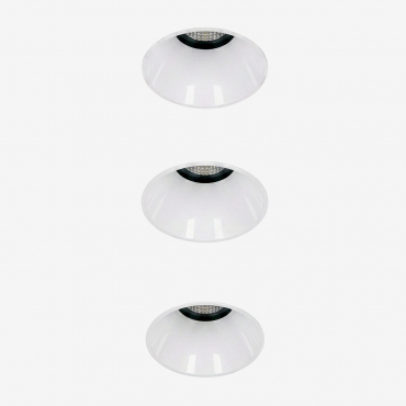 Pack Of 3 Round Ø5.3 Cm Trimless Recessed Led Downlights In Luisiana Aluminum White & White 3000k & 6 W & 23o - Sklum