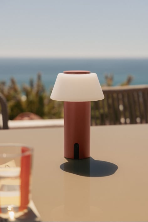 Wireless LED outdoor table lamp in iron Socotra