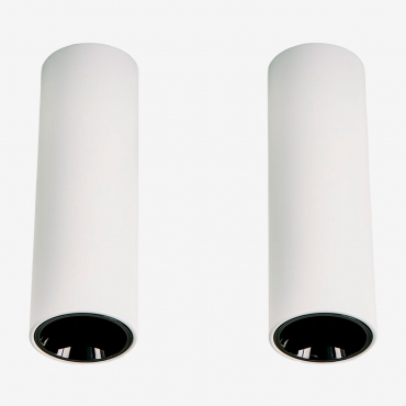 Pack Of 2 Round Surface-mounted Led Ceiling Lights Ø7.2 Cm In Aluminum Luisiana White - Black & White 3000k & 10 W & 23o - Sklum
