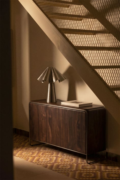 Rectangular sideboard 160x40 cm in acacia wood and stainless steel Altrex