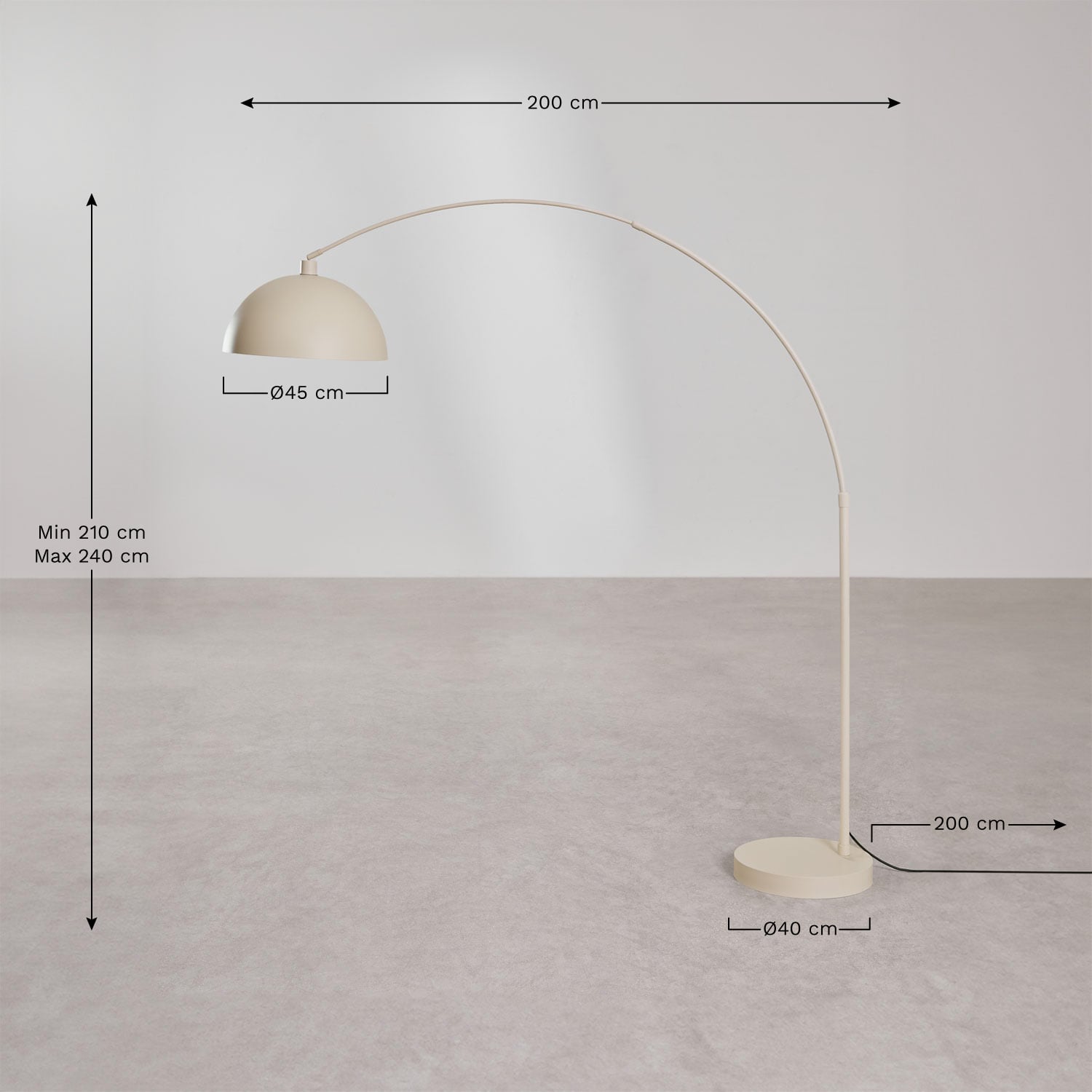 Diala iron floor lamp, MEASURES