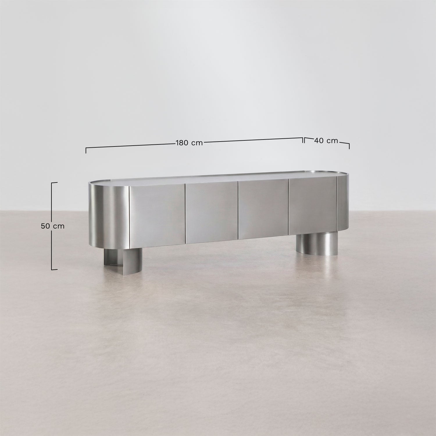 Luena 180x40 cm stainless steel TV cabinet, MEASURES