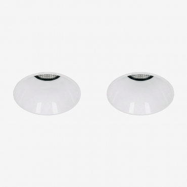 Pack Of 2 Round Ø6.8 Cm Trimless Recessed Led Downlights For Outdoor Use In Aluminum Luisiana White & White 3000k & 10 W & 23o - Sklum