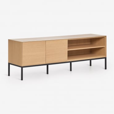 Bromley 160x40 Cm Tv Cabinet In Mdf And Oak Veneer Brown Oak - Sklum