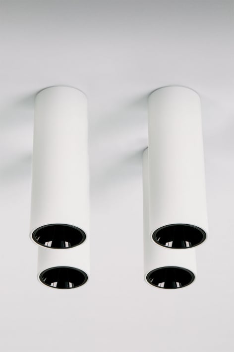Pack of 4 round surface-mounted LED ceiling lights Ø5.7 cm in aluminum Luisiana