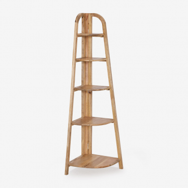 Shelby Mango Wood Corner Shelf 5 Shelves - Sklum