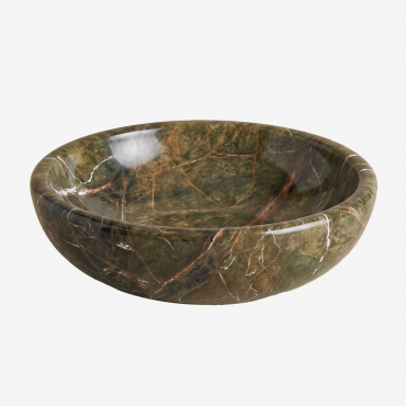 Round Washbasin Ø40 Cm In Eskel Natural Stone Green Marble Forest - Sklum