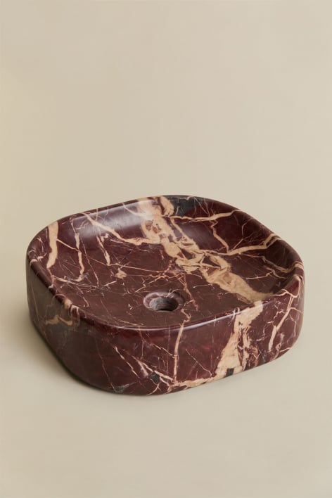 Square washbasin 40x40 cm in Francesca marble - Red Marble Cherry Gold