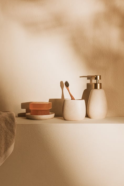 Tapioca beige resin bathroom accessories set Yegro
