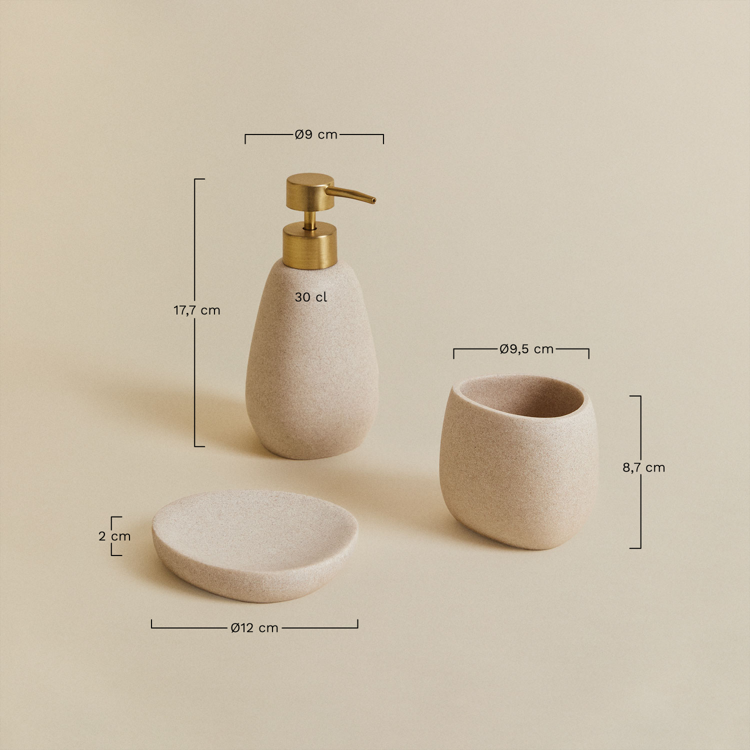 Yegro polyresin bathroom set, MEASURES