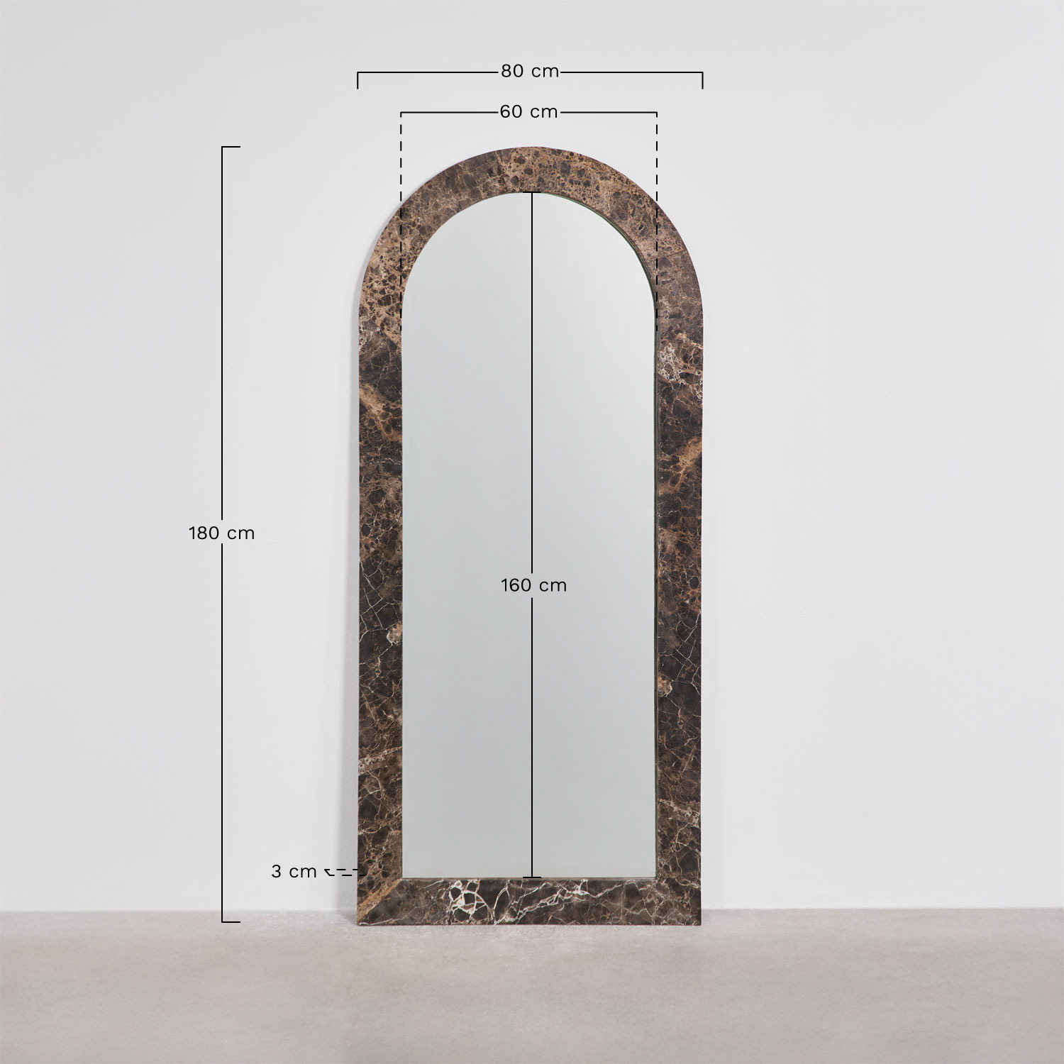 Alune natural stone wall mirror, MEASURES
