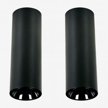 Pack Of 2 Round Surface-mounted Led Ceiling Lights Ø7.2 Cm For Outdoor Use In Aluminum Luisiana Black & Warm White 2700k & 10 W & 23o - Sklum