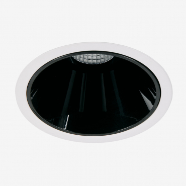 Recessed Led Downlight With Round Frame Ø8 Cm For Outdoor Use In Aluminum Luisiana White - Black & Warm White 2700k & 11 W & 23o - Sklum