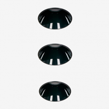 Pack Of 3 Round Ø5.3 Cm Trimless Frameless Recessed Led Downlights For Outdoor Use In Aluminum Luisiana Black & Cool White 4000k & 8 W & 23o - Sklum