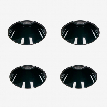 Pack Of 4 Round Ø3.6 Cm Trimless Recessed Led Downlights For Outdoor Use In Aluminum Luisiana Black & Warm White 2700k & 3 W & 19o - Sklum