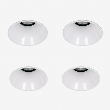 Pack Of 4 Round Ø5.3 Cm Trimless Frameless Recessed Led Downlights For Outdoor Use In Aluminum Luisiana White & Warm White 2700k & 8 W & 38o - Sklum