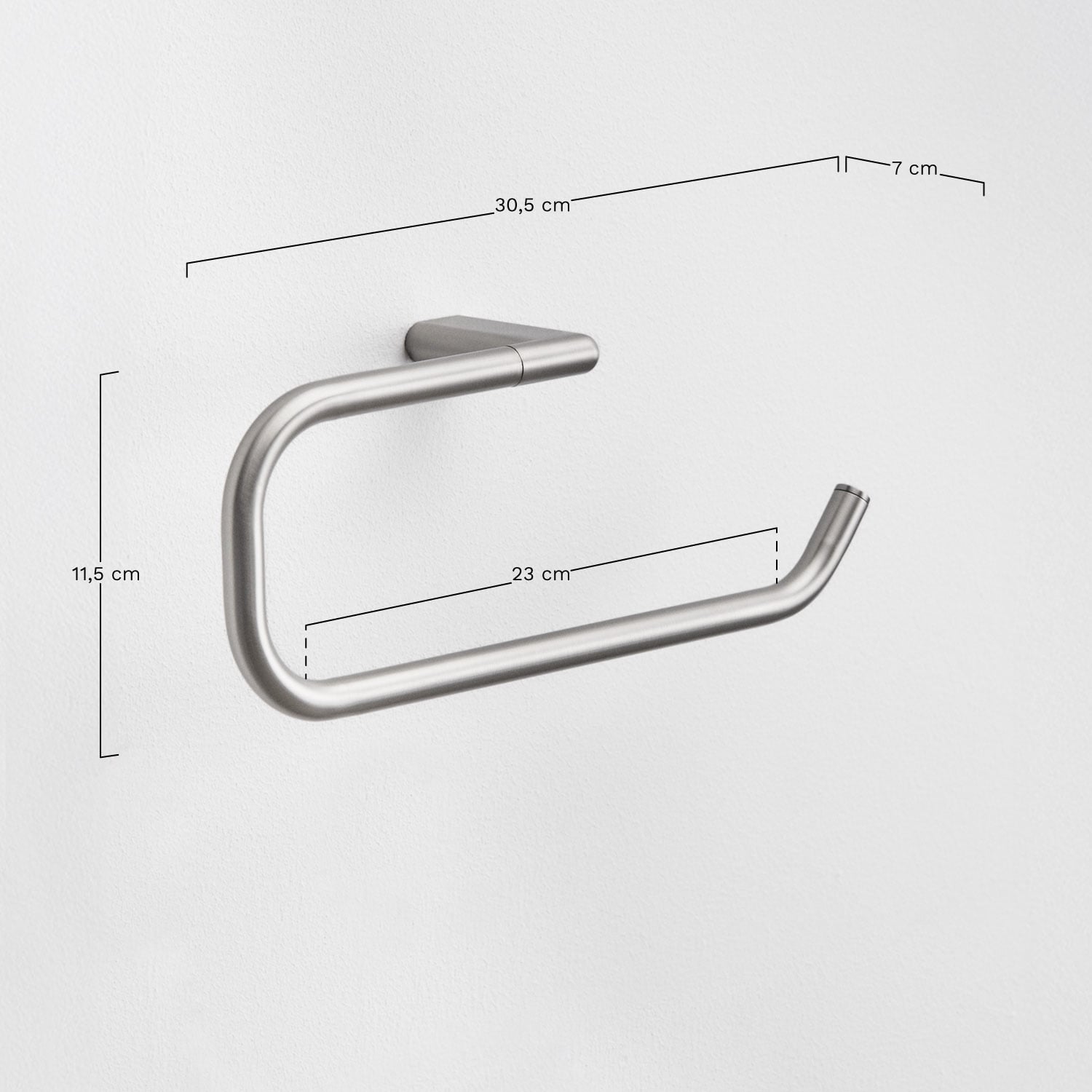 Wall-mounted towel rail with bar 30 cm for bathroom in stainless steel Rovent, MEASURES