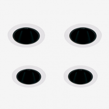 Pack Of 4 Recessed Led Downlights With Round Frames Ø7 Cm For Outdoor Use In Aluminum Luisiana White - Black & White 3000k & 8 W & 38o - Sklum