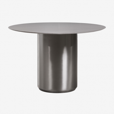 Luceida Round Dining Table Ø120 Cm Brushed Stainless Steel & Acero Inoxidable Cepillado - Sklum