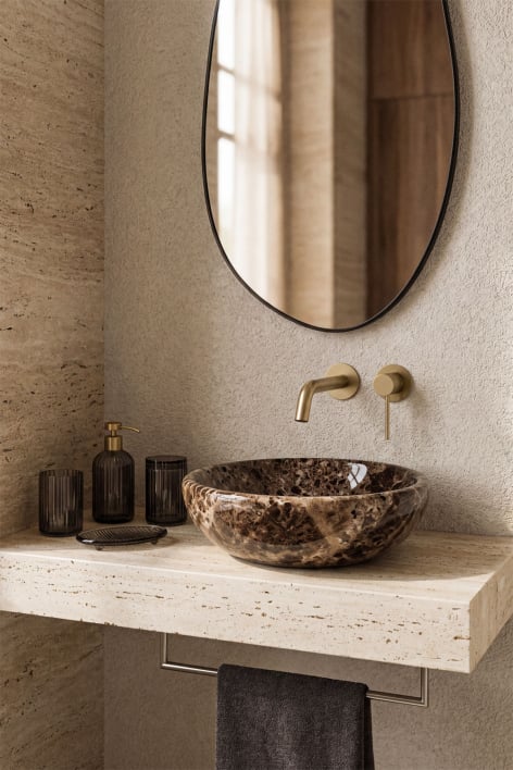 Round washbasin Ø40 cm in Eskel natural stone - Brown Marble Emperador