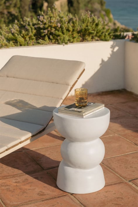 Round Ø35 cm garden side table in dolomite Tiyi - White