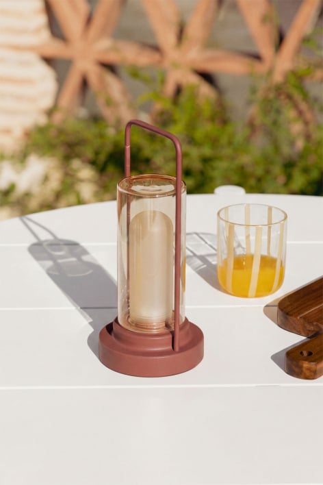 Wireless LED outdoor table lamp in iron and glass Sorlix