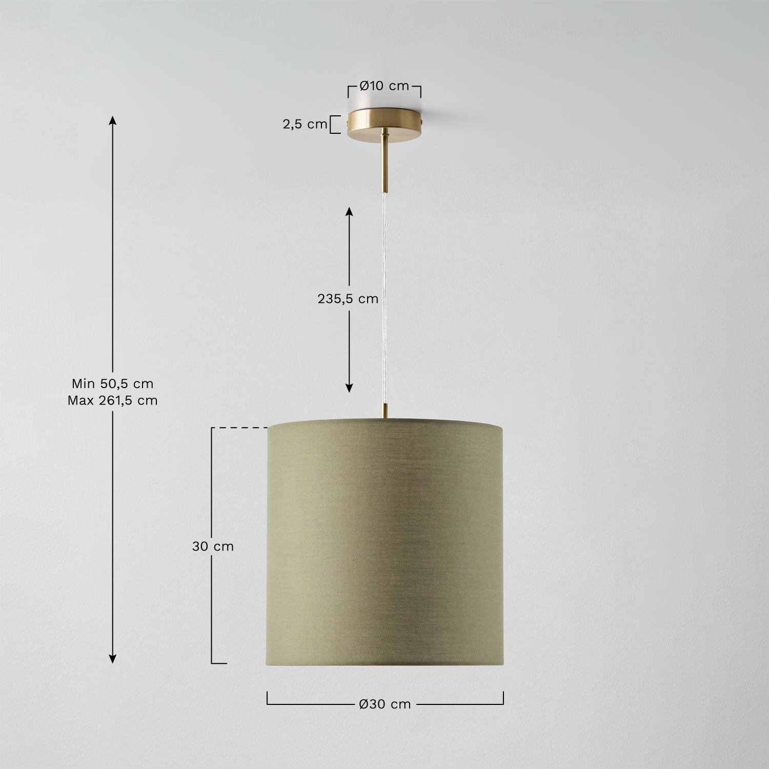 Arlina fabric pendant ceiling lamp, MEASURES