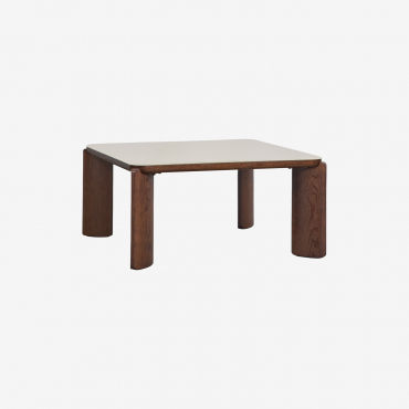 Nilea Square Coffee Table 80x80 Cm In Tempered Glass And Mdf Tapioca Beige - Sklum