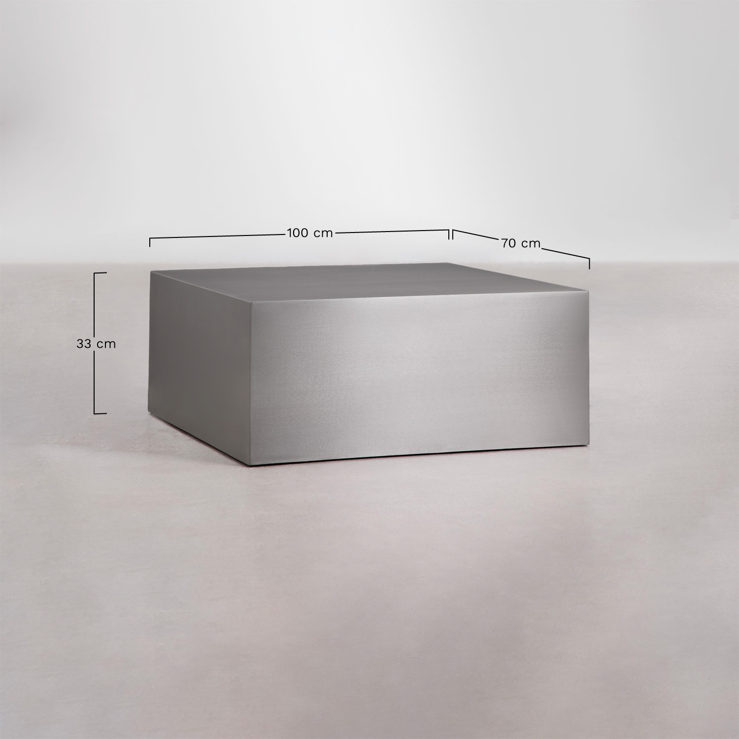 Rectangular 100x70 cm garden coffee table in Iuraima stainless steel, MEASURES