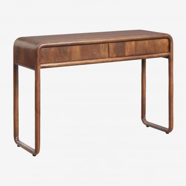 Maupaul Mango Wood 110x40 Cm Hallway Console Table Dark Handle Wood - Sklum