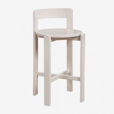 Noreli Oak Wood High Stool 65 Cm Tapioca Beige - Sklum