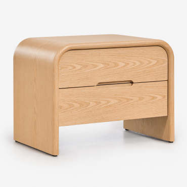 Pack Of 2 Rectangular Bedside Tables 45x40 Cm In Claudres Mdf Brown Oak - Sklum