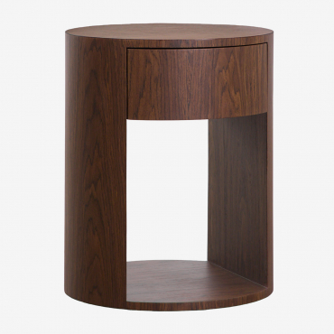 Round Side Table Ø40 Cm In Adrido Mdf Brown Chestnut - Sklum