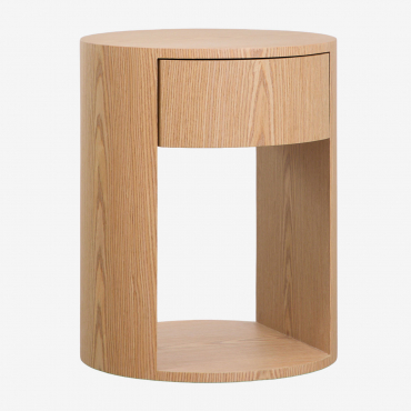 Adrido Mdf Ø40 Cm Bedside Table Brown Oak - Sklum