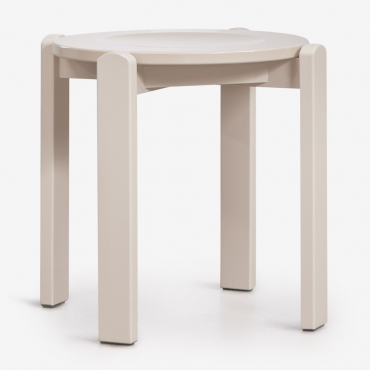 Pack Of 4 Low Stools 45 Cm In Noreli Oak Wood Tapioca Beige - Sklum