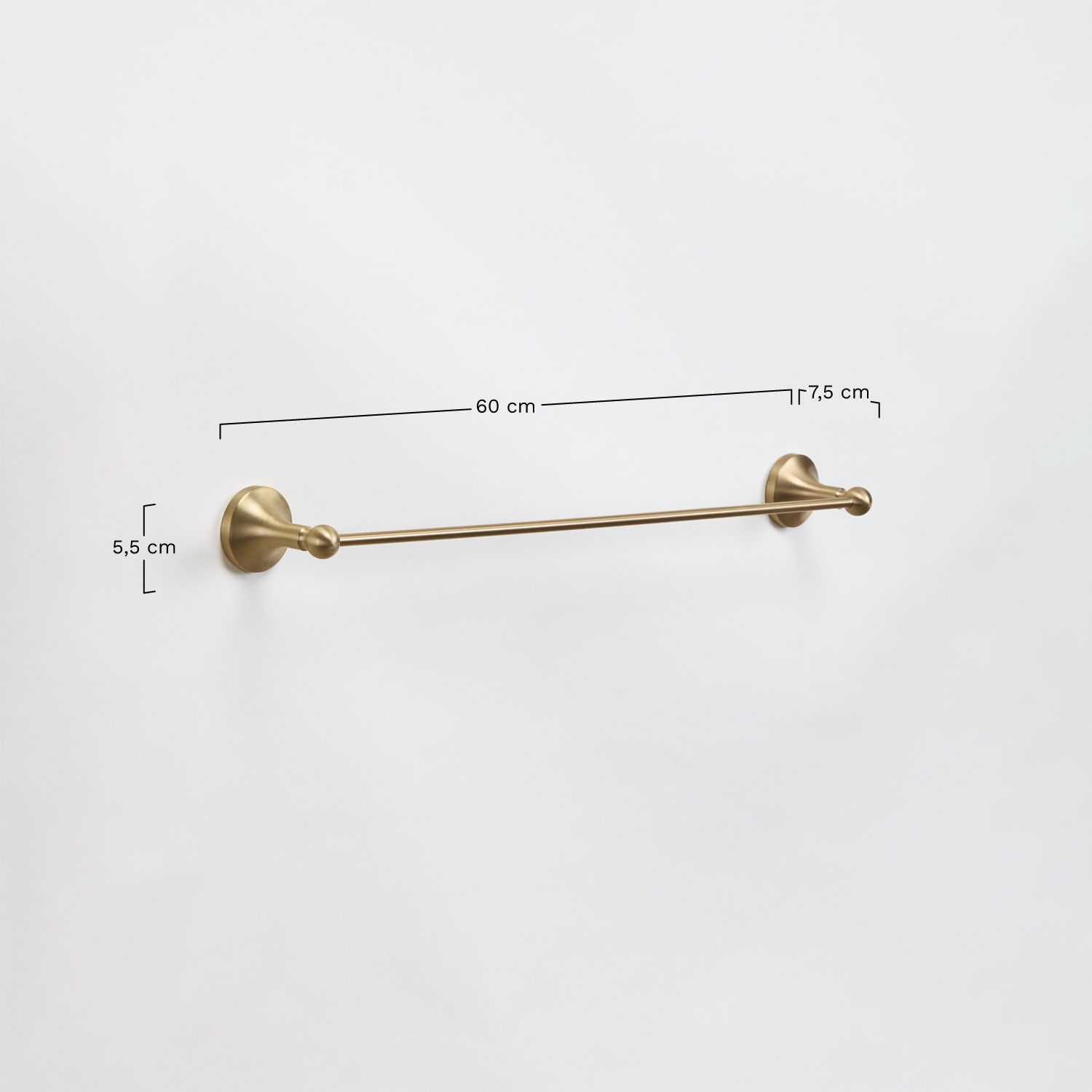 Alejandra stainless steel bathroom wall towel rail with bar ↔︎60 cm, MEASURES