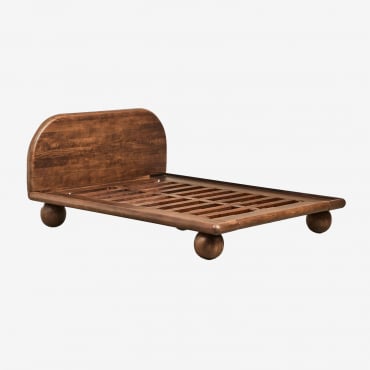 Bicheno Mango Wood Bed Dark Handle Wood & 160 X 200 Cm & No Mattress - Sklum