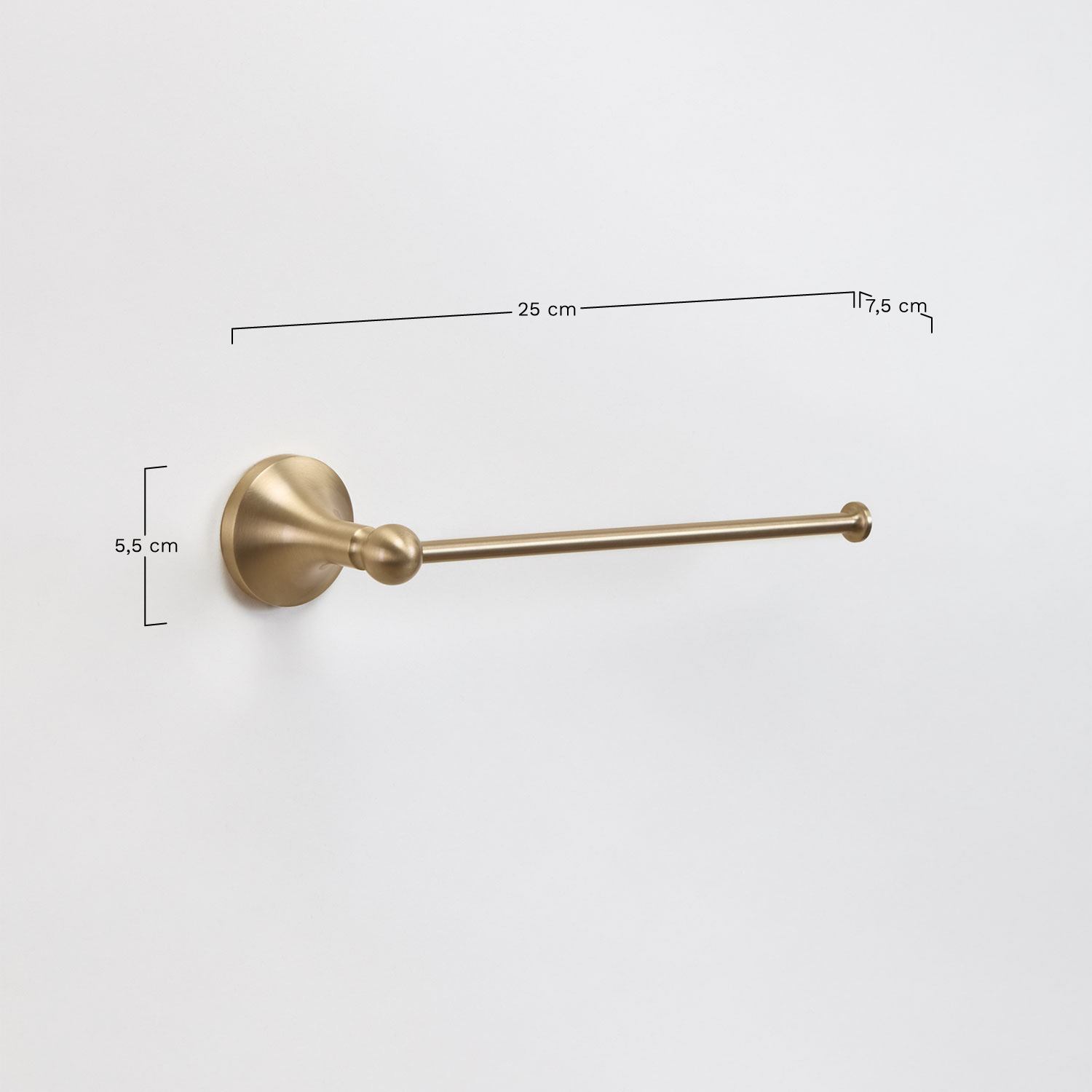 Alejandra stainless steel bathroom wall towel rack with bar ↔︎25 cm, MEASURES