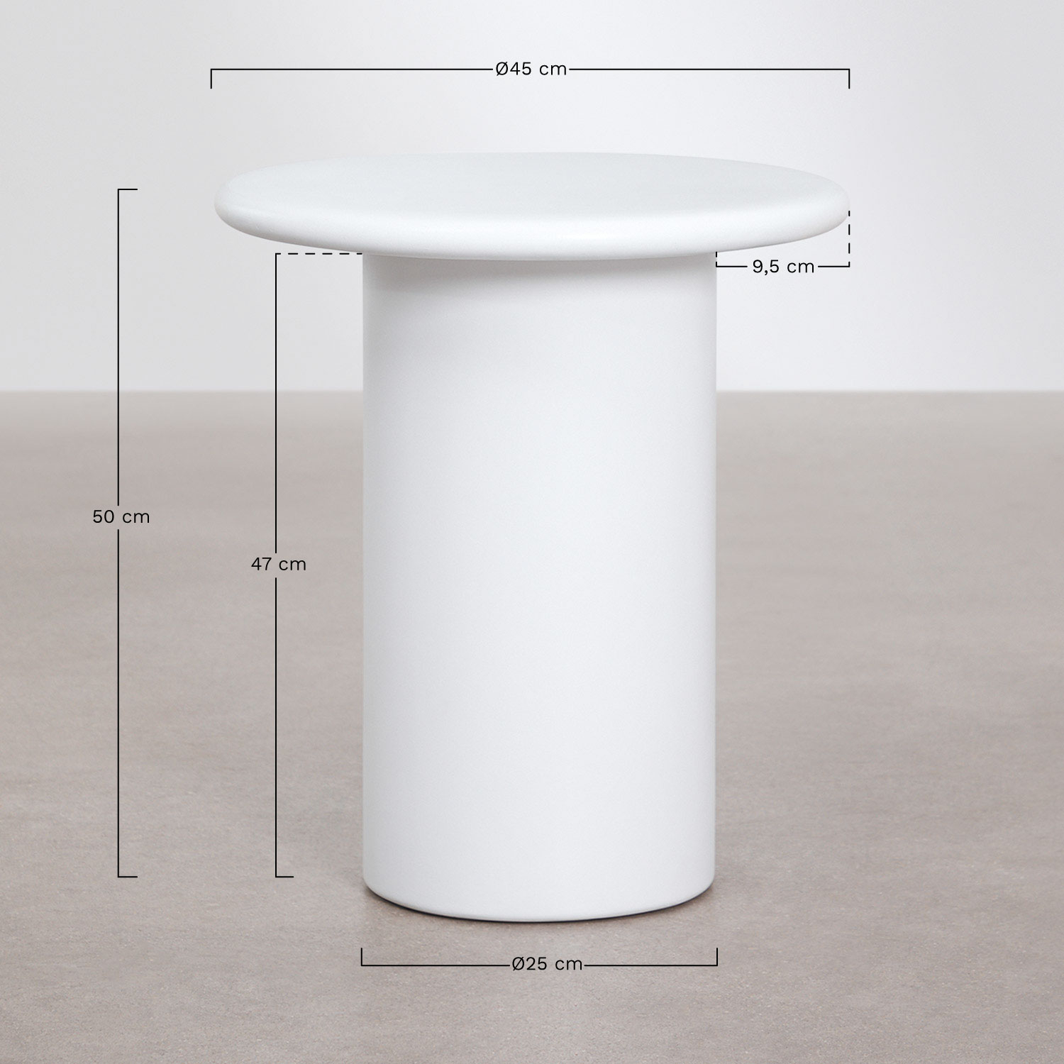 Pack of 2 Namara Ø45 cm cement bedside tables, MEASURES
