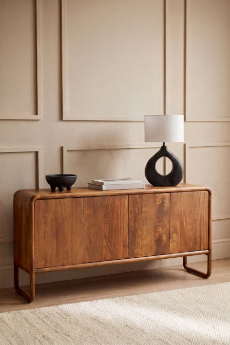 Maupaul rectangular sideboard, 160 x 40 cm, in dark mango wood