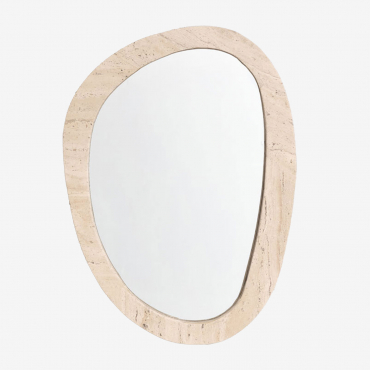Irregular Wall Mirror In Natural Stone Urkiz Travertine & 40 X 50 Cm - Sklum