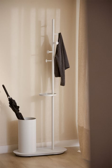 Isalune iron standing coat rack with umbrella stand
