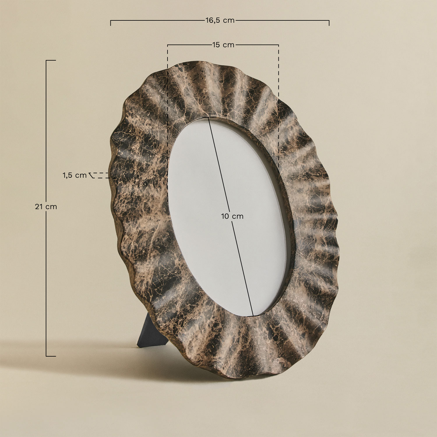 Irregular resin photo frame Aiseko, MEASURES