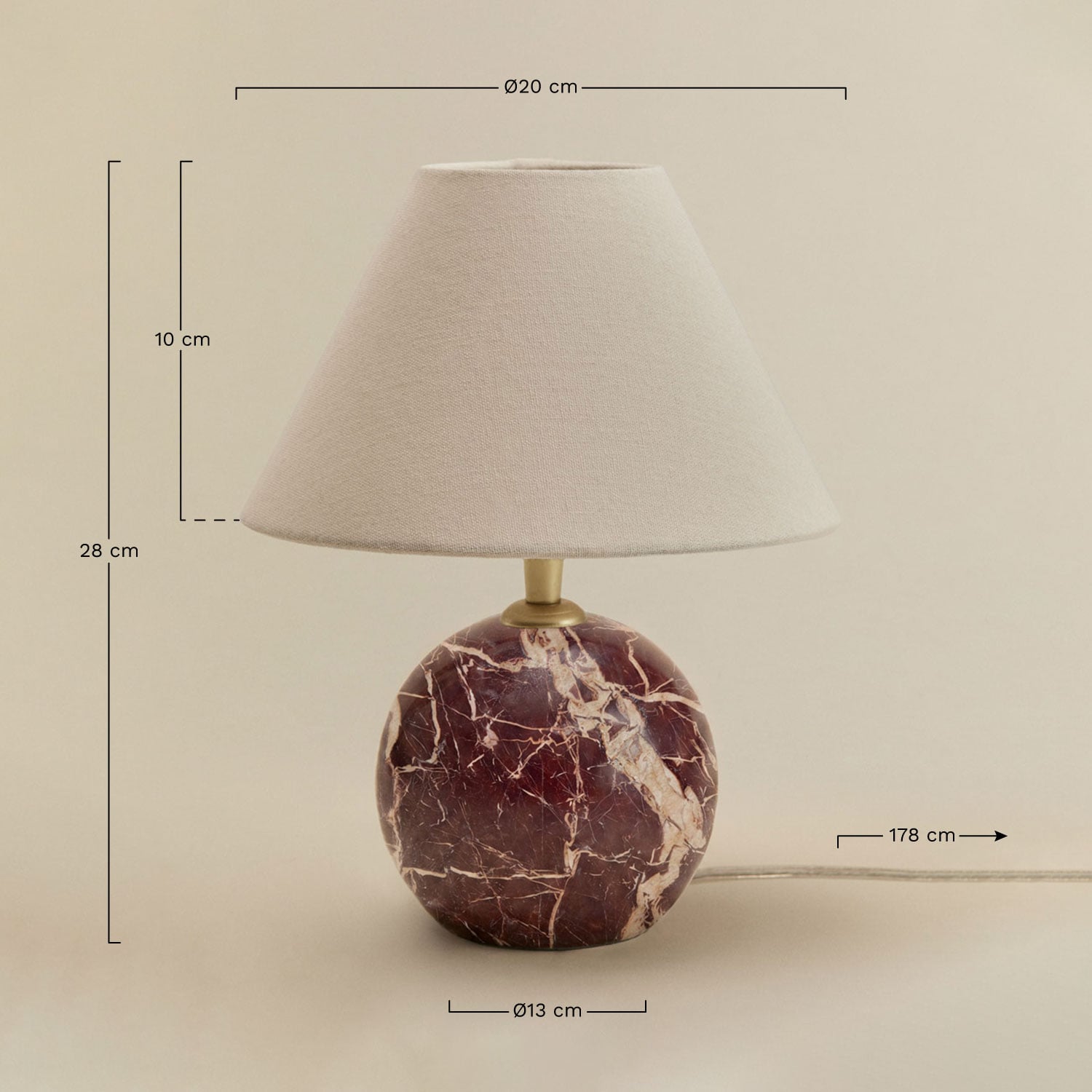 Marvexi natural stone table lamp, MEASURES