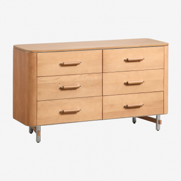 6-drawer Chest 140x45 Cm In Mango Wood And Steel Osaka Mango Wood - Sklum