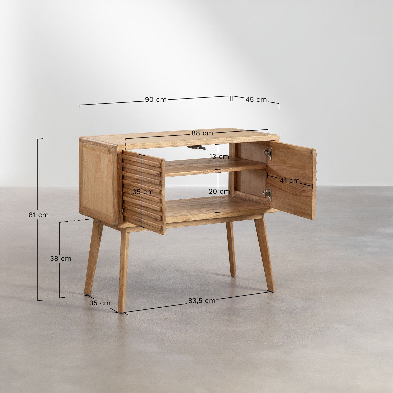 Deleyna 90x45 cm wooden bathroom furniture set, MEASURES