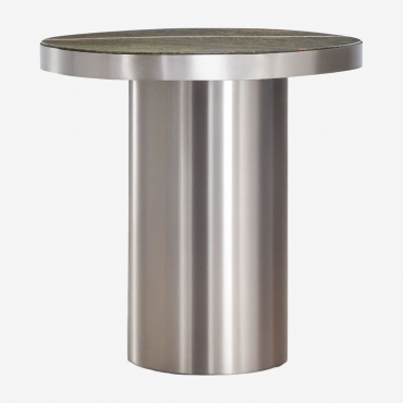 Fertrix Bedside Table 45x40 Cm In Natural Stone And Stainless Steel Green Marble Forest - Sklum