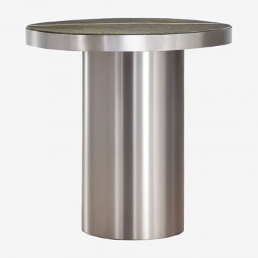 Pack Of 2 Nightstands 45x40 Cm In Natural Stone And Stainless Steel Fertrix Green Marble Forest - Sklum